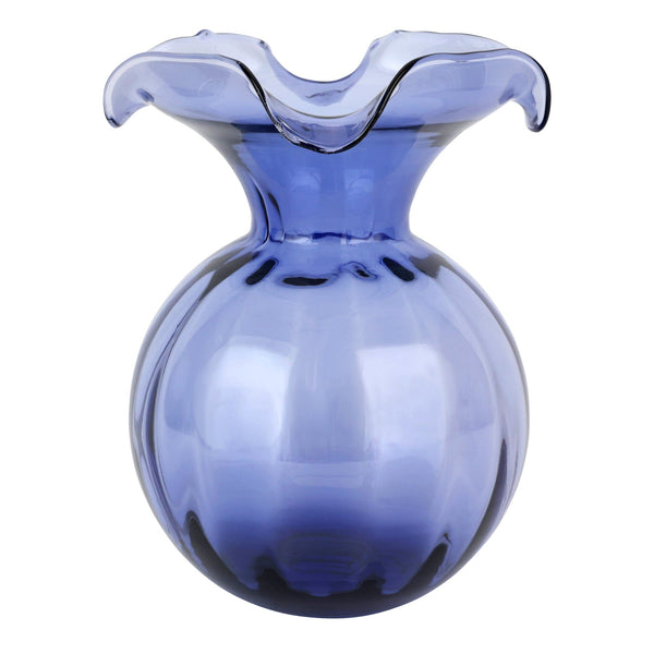 Hibiscus Glass Indigo Medium Fluted Vase vintage
